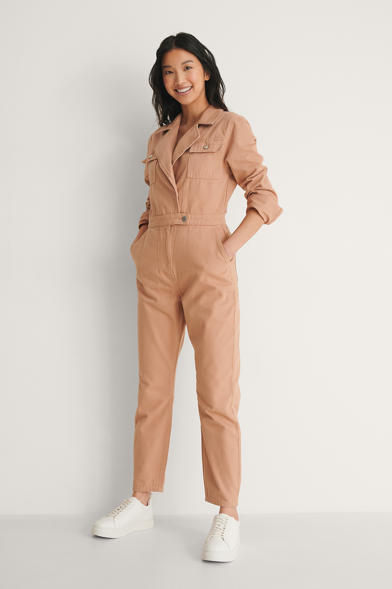 bandeau cutout shirred pocket design jumpsuit