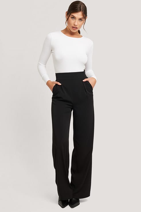 High Waisted Wide Leg Suit Pants Black | na-kd.com