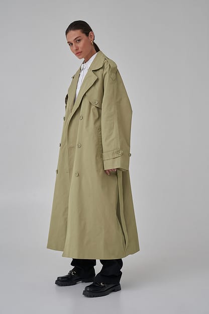 Oversized Long Trenchcoat Green | na-kd.com