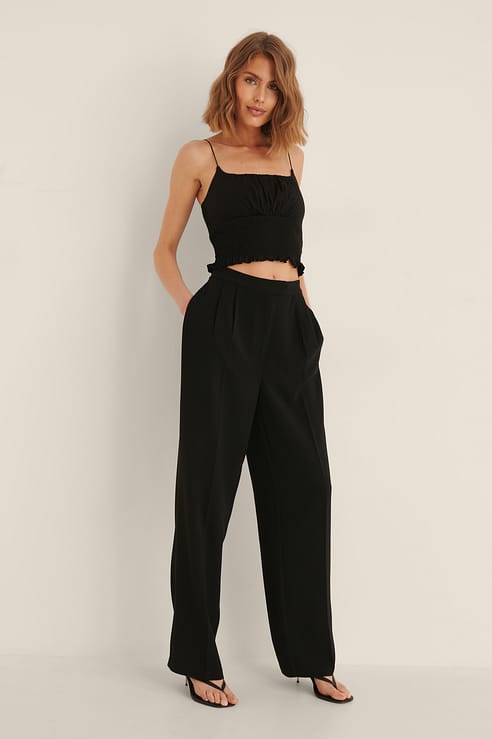 Mid Rise Suit Pants Black | na-kd.com