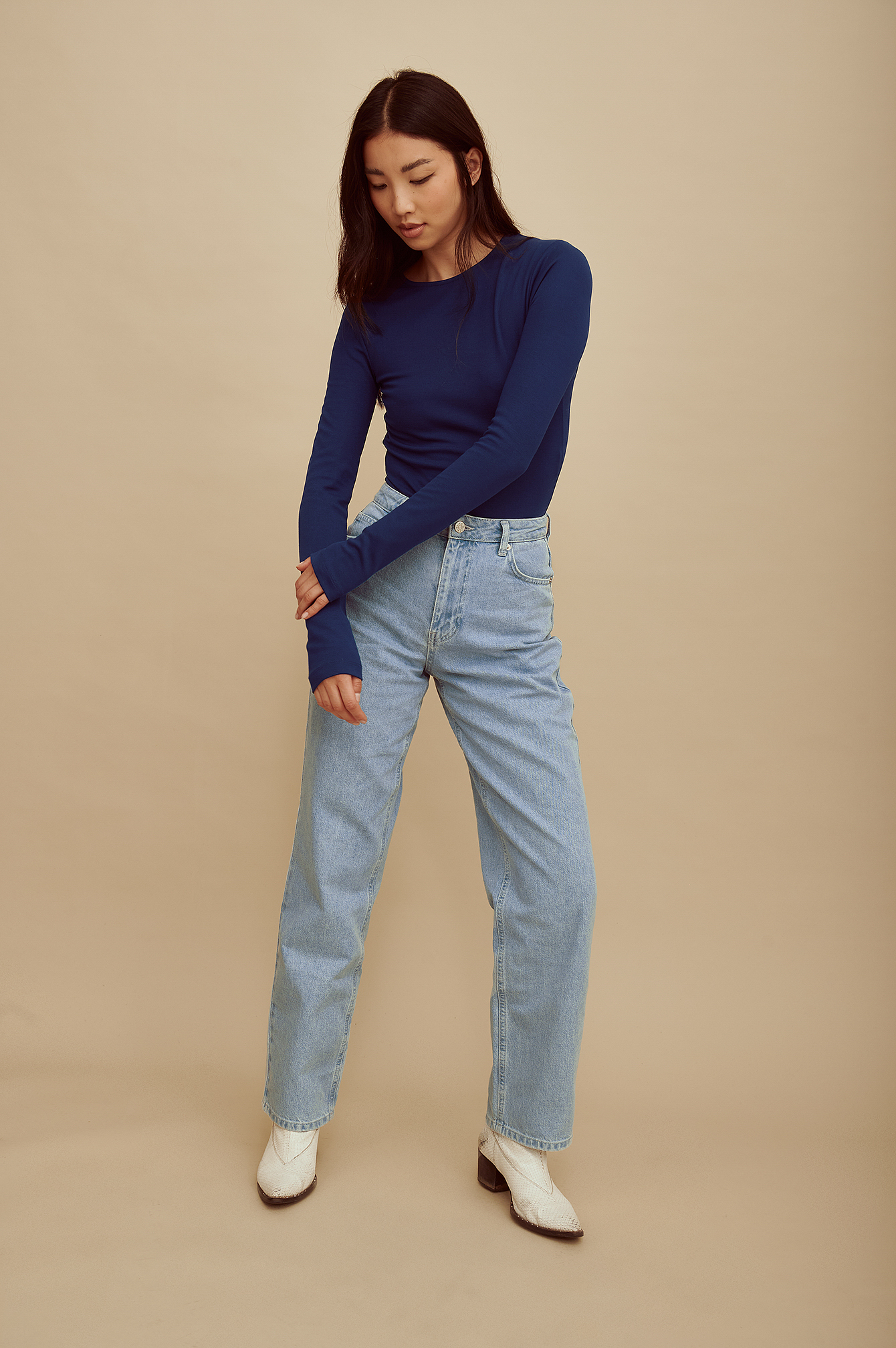 Organic High Waist Denim Blue | NA-KD