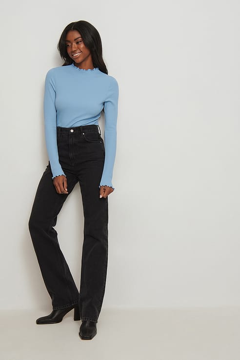 V-shaped Waist Straight Jeans Grey | na-kd.com