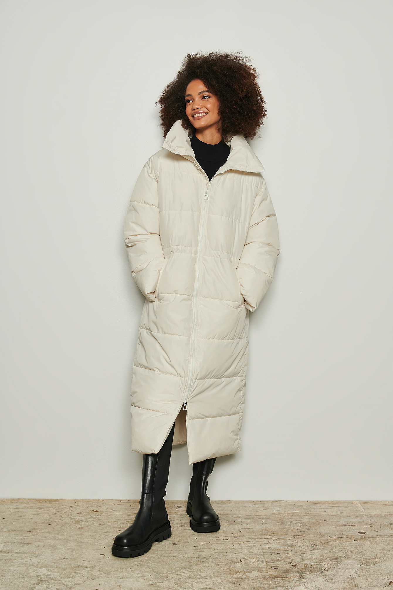 oversized longline puffer coat