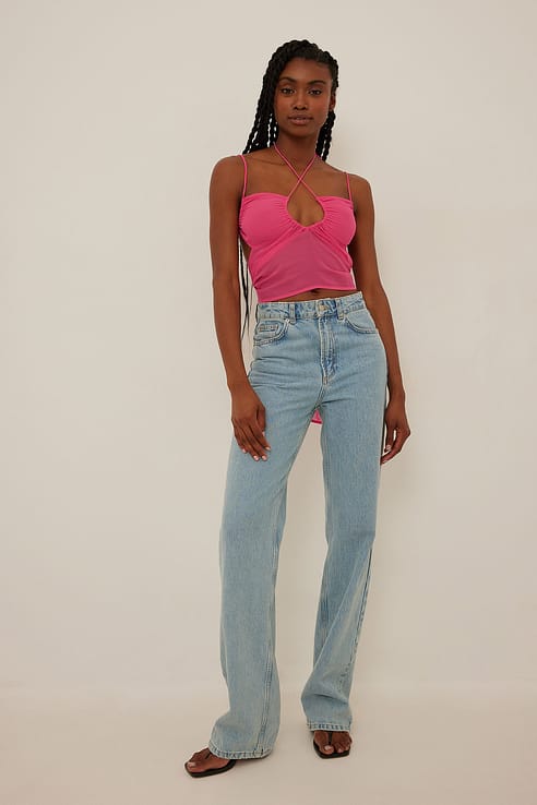 Organic Straight High Waist Jeans Blue | na-kd.com