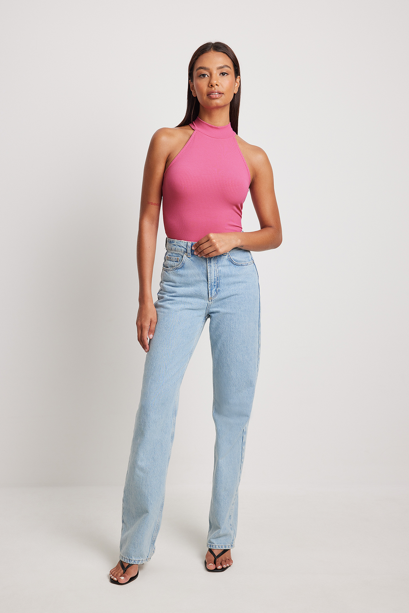 Organic Straight High Waist Jeans Blue | Na-kd.com