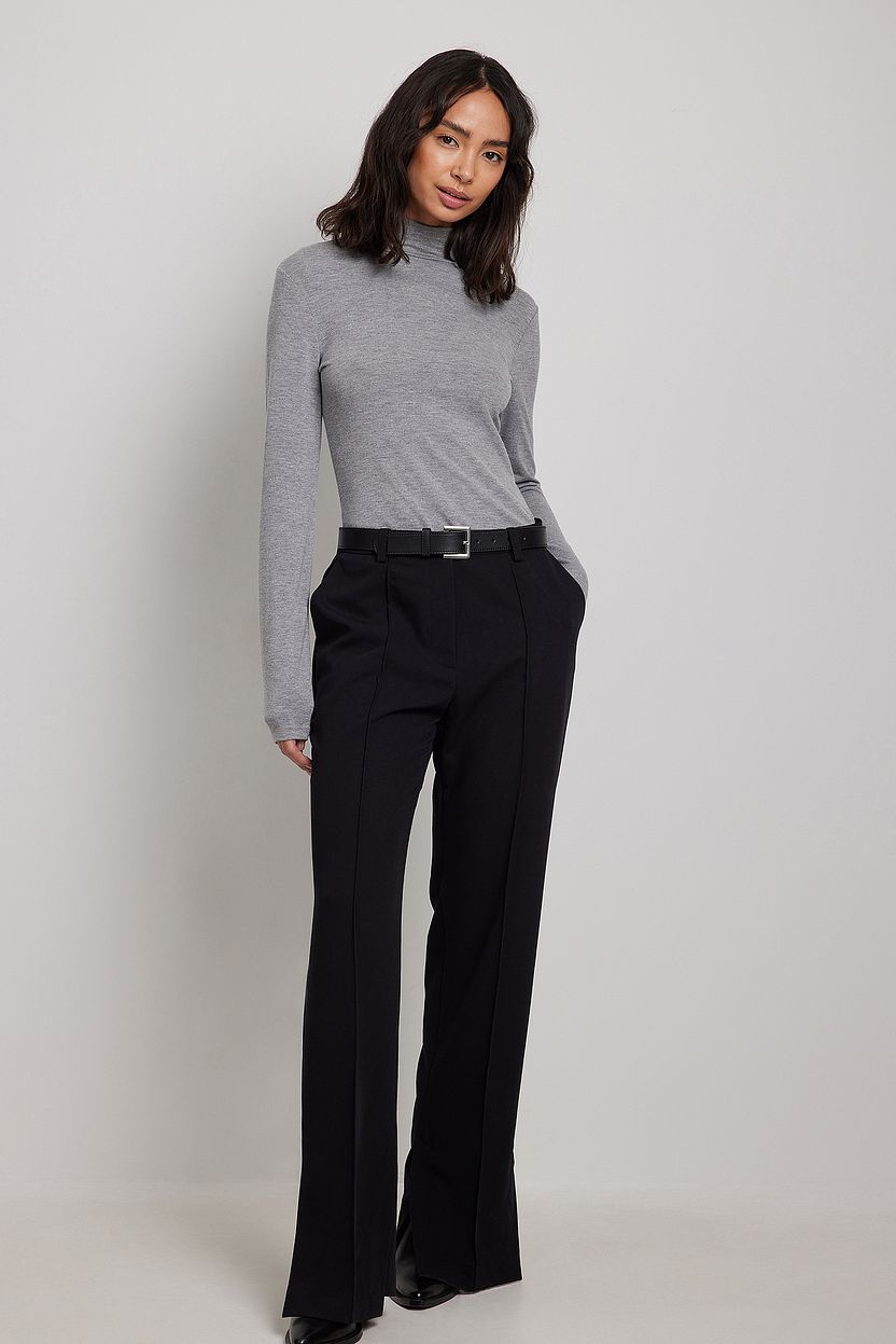 Side Slit Tailored Pants Black | NA-KD