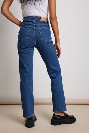 Straight High Waist Jeans Blue | NA-KD