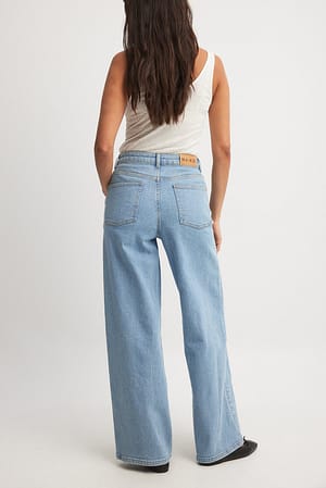 Vintage Blue Gerade geschnittene Jeans mit hoher Taille