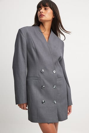 Grey Straight Oversized Blazer Dress
