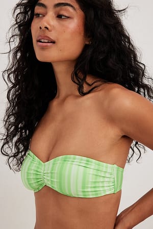 Green Stripe Raidallinen bandeau-tyylinen bikiniyläosa