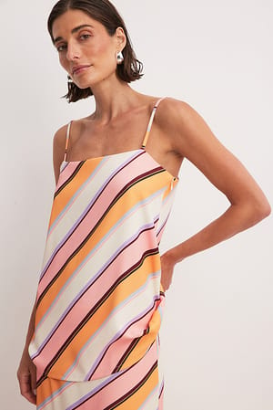 Multistripe Striped Satin Top