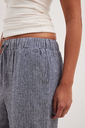 Pantalón de lino a rayas con cintura elástica Rayas