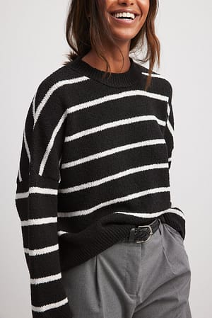 Black Gebreide sweater met strepen