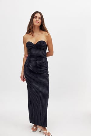 Navy Stripe Spódnica maxi w paski