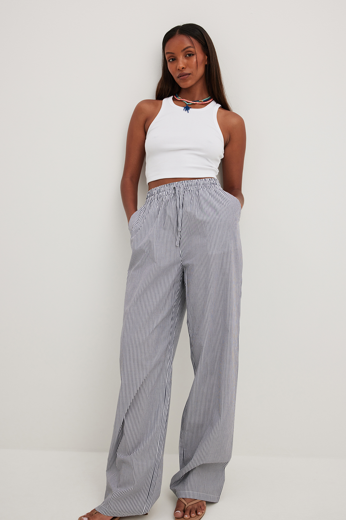 Striped shop drawstring pants