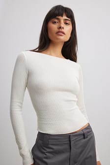 Structured Boat Neck Top Offwhite | NA-KD