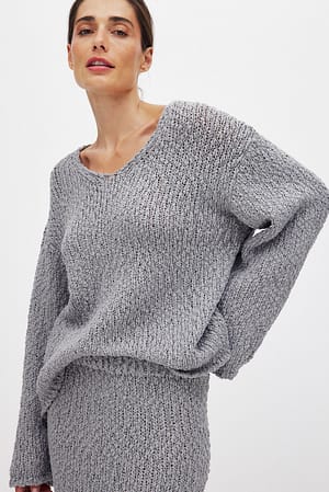 Grey Maglione strutturato con scollo a V