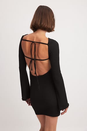 Black Structured Open Back Mini Dress