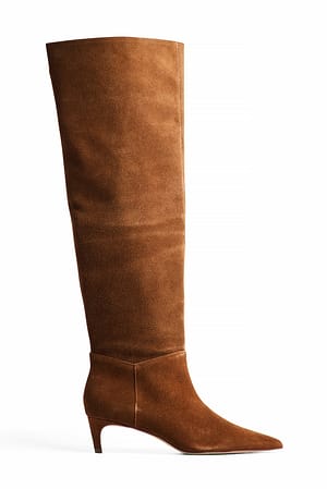 Brown Suede Kitten Heel Boots