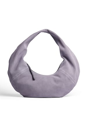 Light Blue Sac rond en daim