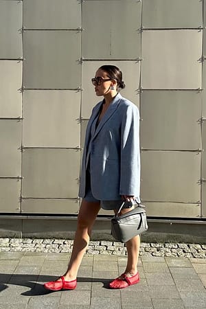 Dusty Blue Oversized melert blazer