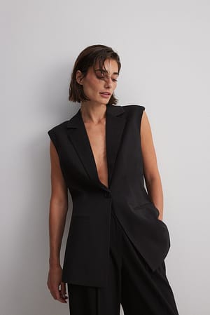 Black Taillierte Blazer-Weste