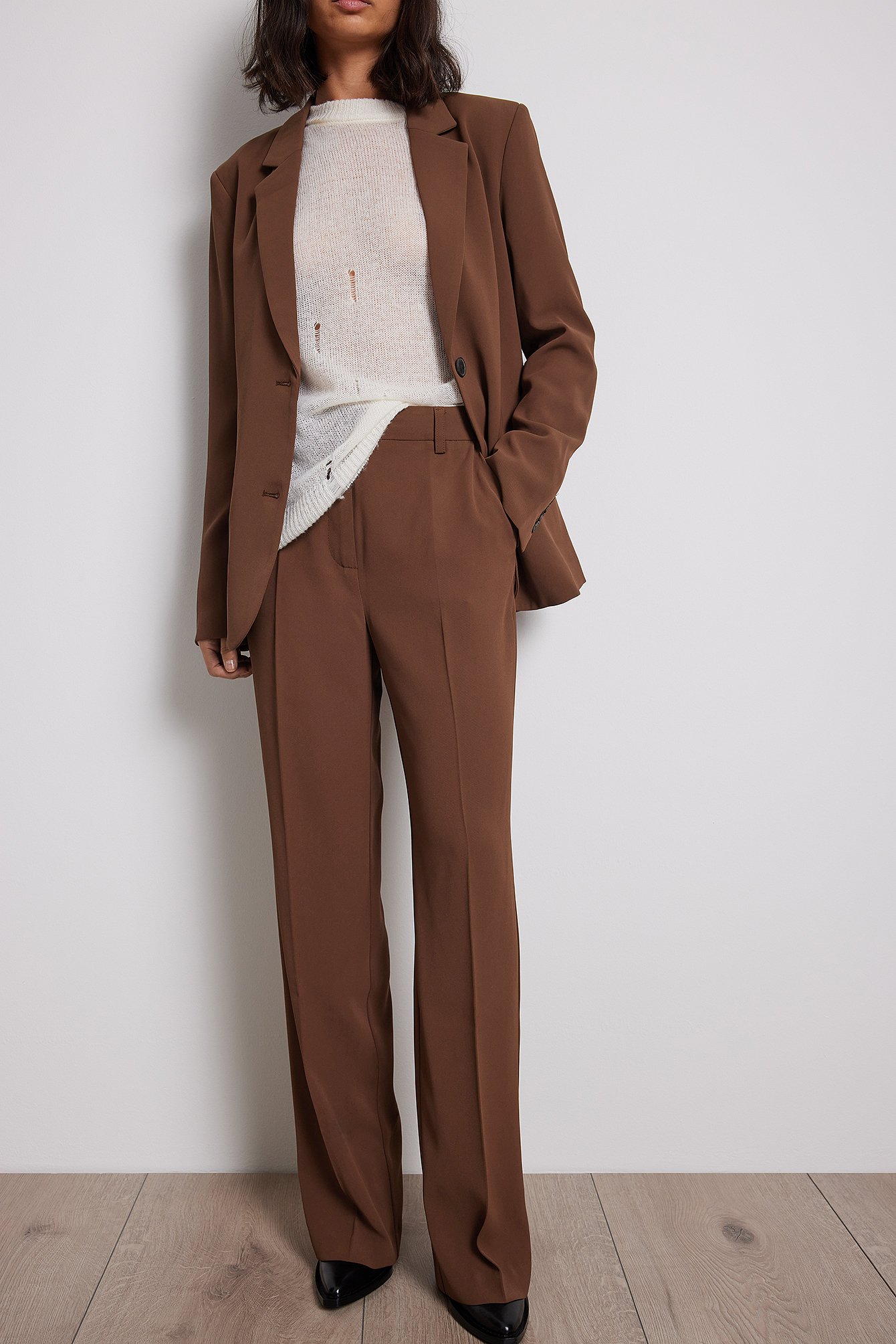 Wide Leg Pants for Women Linen Long Straight Suit Pants High Elastic  Waisted in The Back Business Work Trousers Brown at Amazon Women's Clothing  store