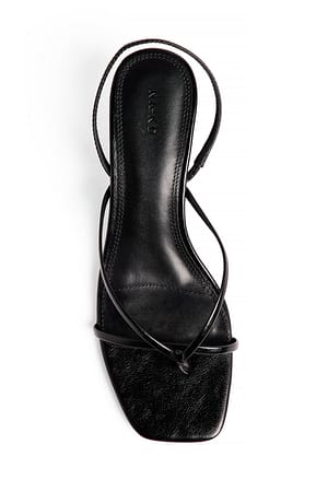 Black Thong Strap Wedge Heels