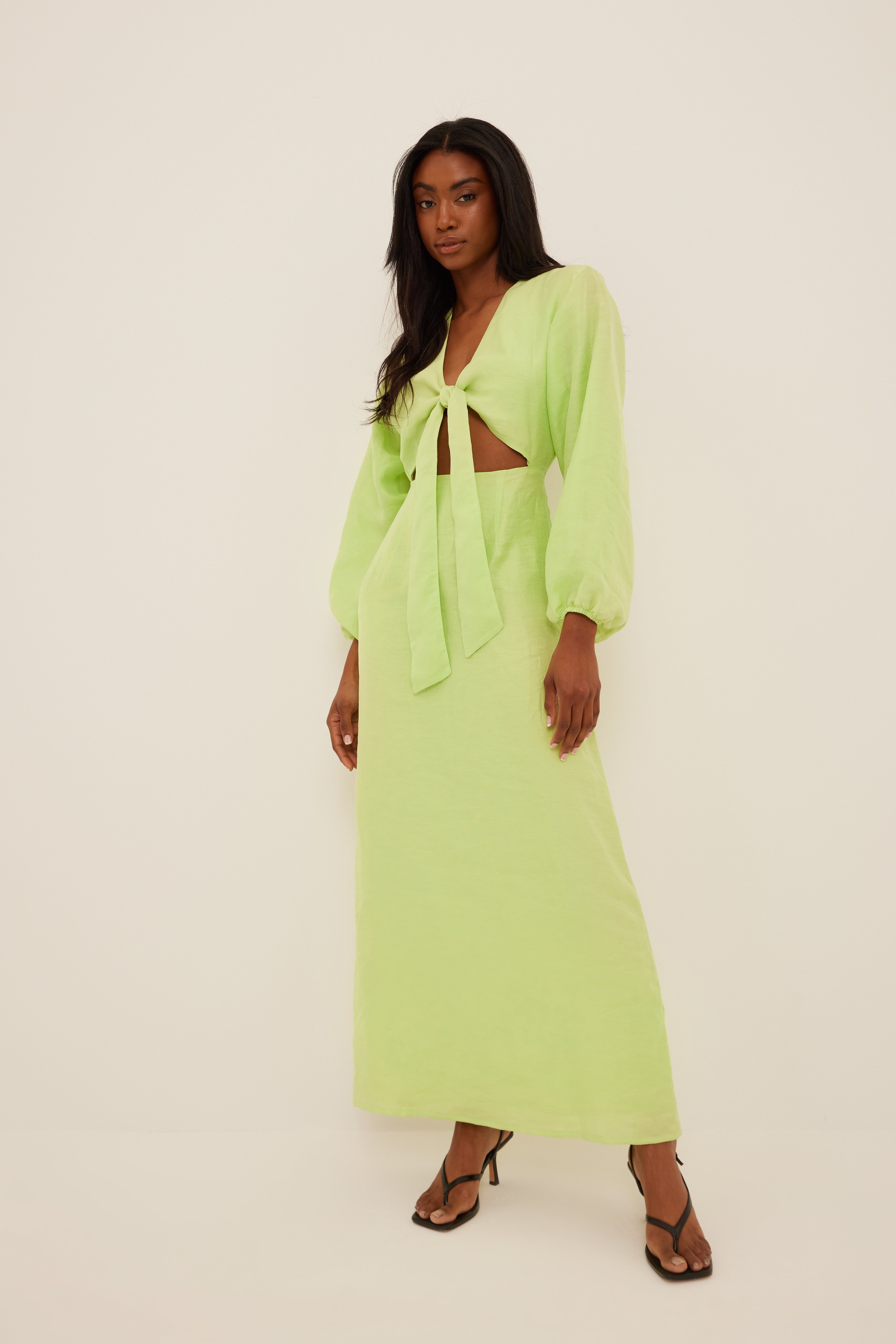 Green linen 2024 maxi dress