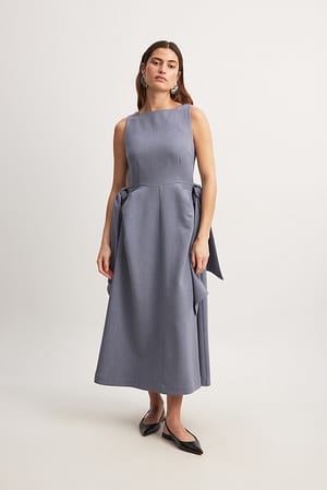 Blue Grey Vestido midi de atar com pormenor na cintura