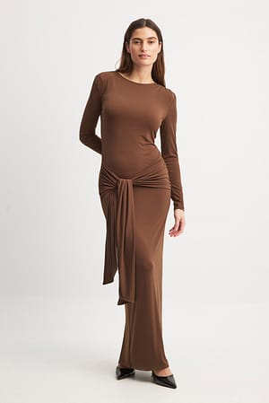 Shades of brown front slit maxi dress by Tie & Dye Tale
