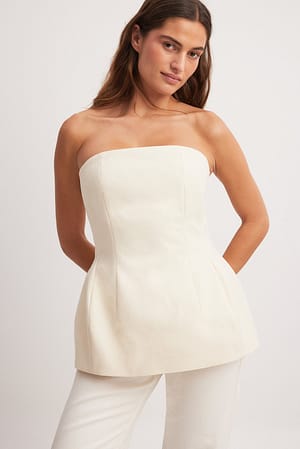 Cream Tailored Bandeau Top