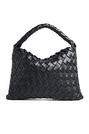 Black Triangular Woven Tote Bag