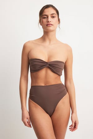 Brown Culotte de bikini torsadée