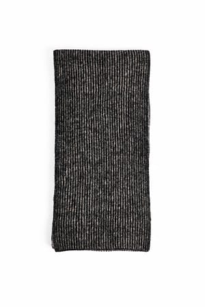 Beige/Black Two Toned Wool Blend Ribbed Scarf