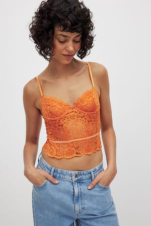 Orange Corset en dentelle à armatures