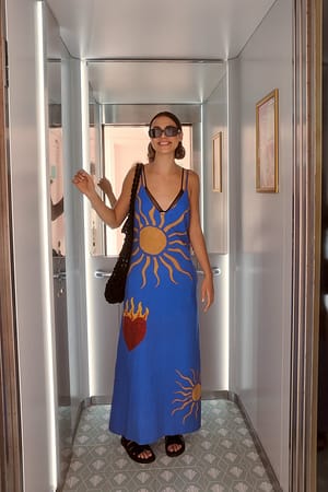 Blue Print Maxi-jurk met V-hals