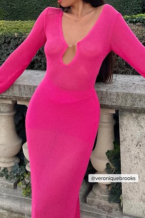Pink Vestido maxi de malha aberta