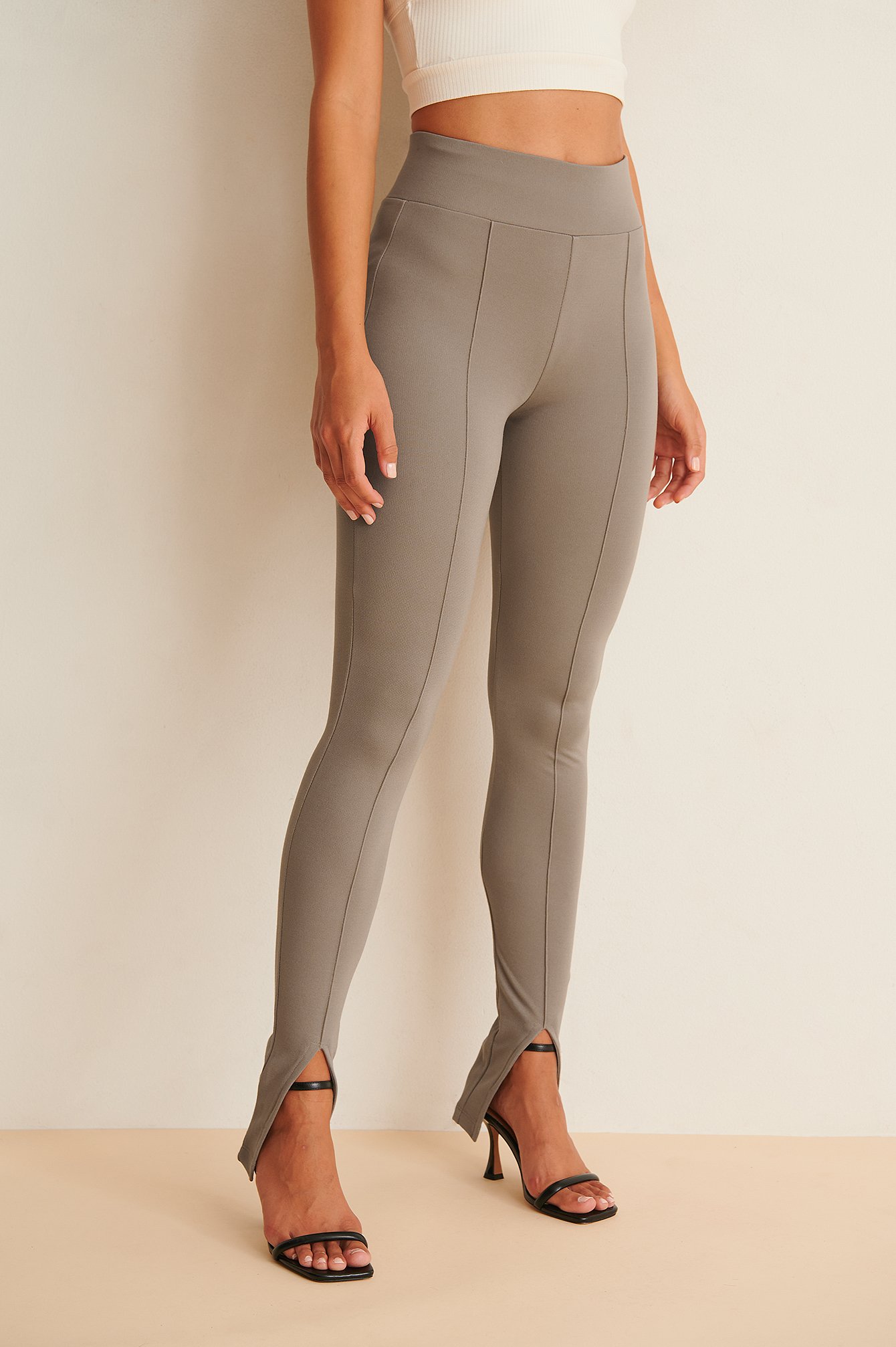 Front Slit Leggings Grey | NA-KD