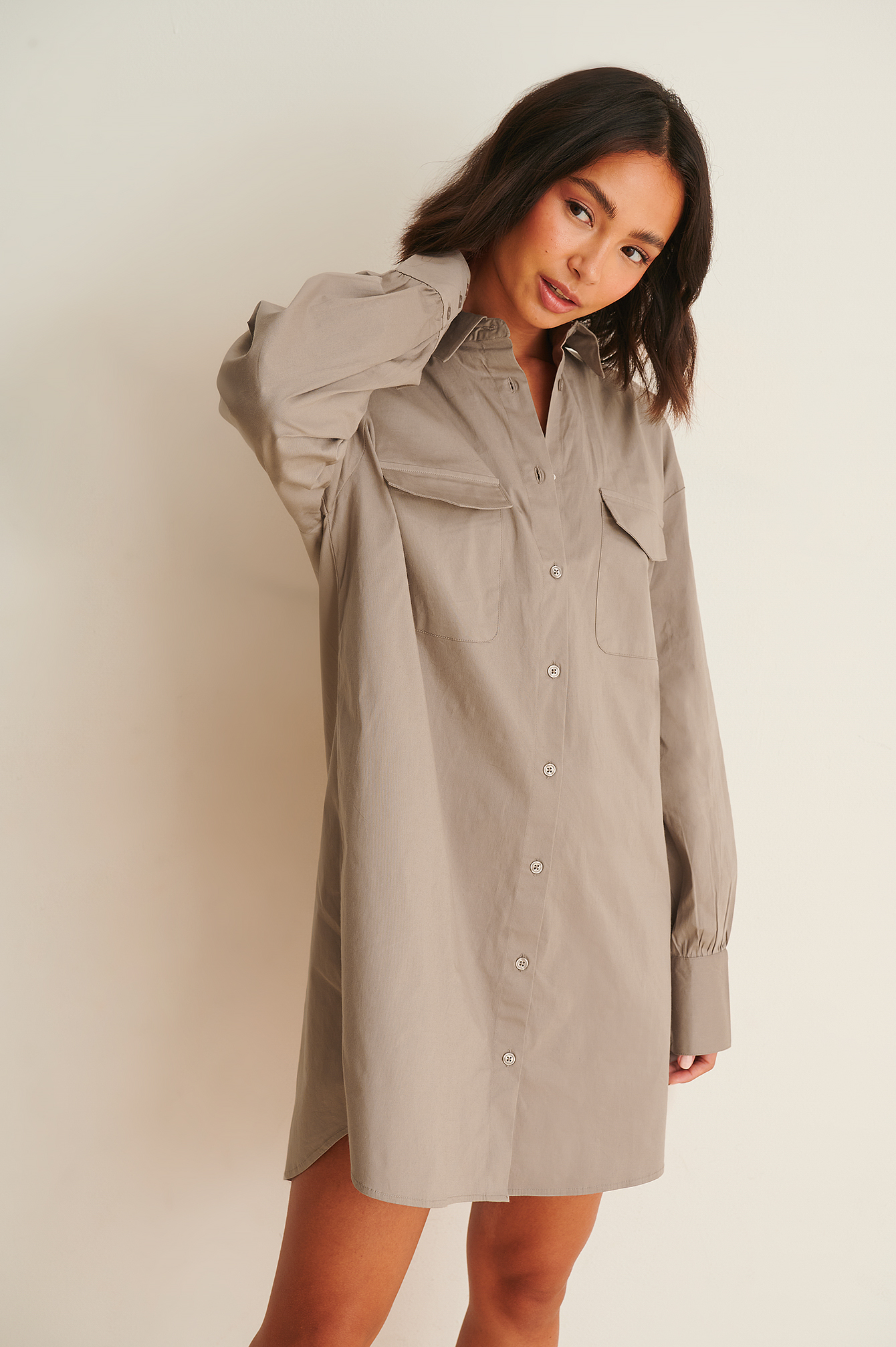 grey oversized shirt dress