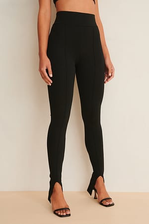 VILA VISUDAS SLIT - Leggings - Trousers - black - Zalando.de