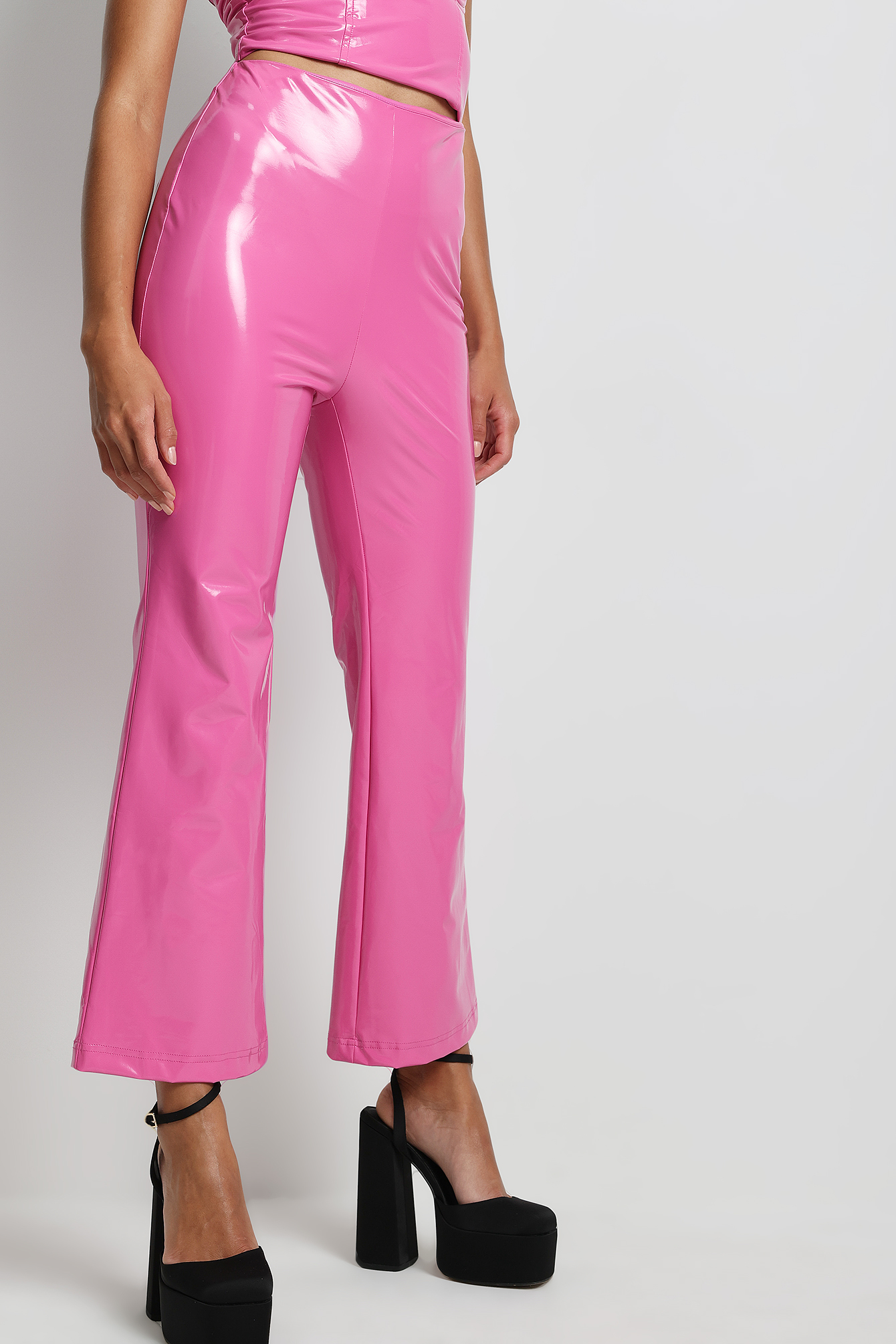 Pink sales vinyl jeans