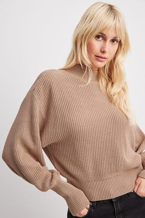 Structured Knitted Sweater Beige