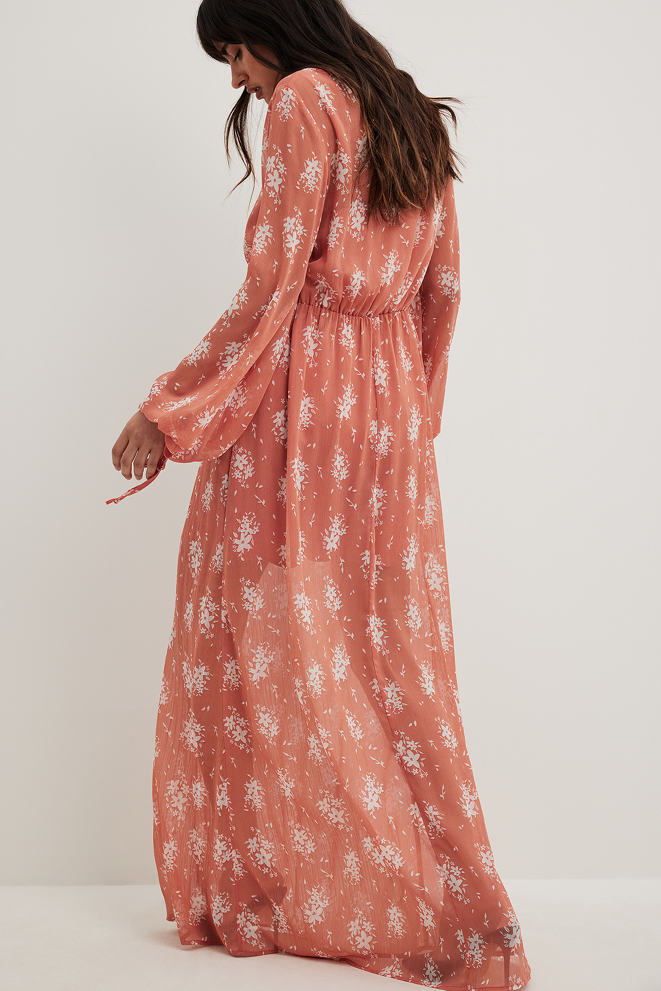 Volume Sleeve Maxi Dress Pink | NA-KD