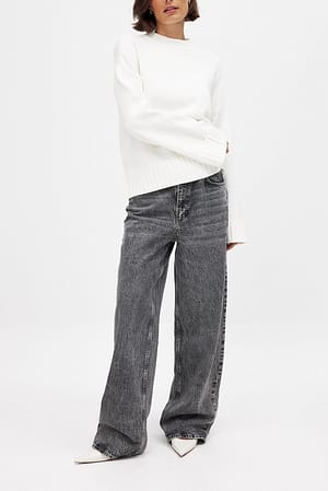 Grey Wide Low Waist Jeans