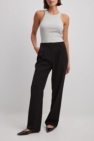 Wide Pleated Suit Pants Black | NA-KD