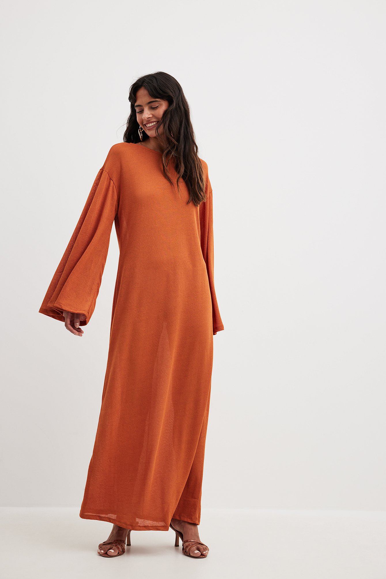 Long sleeve rust 2025 maxi dress