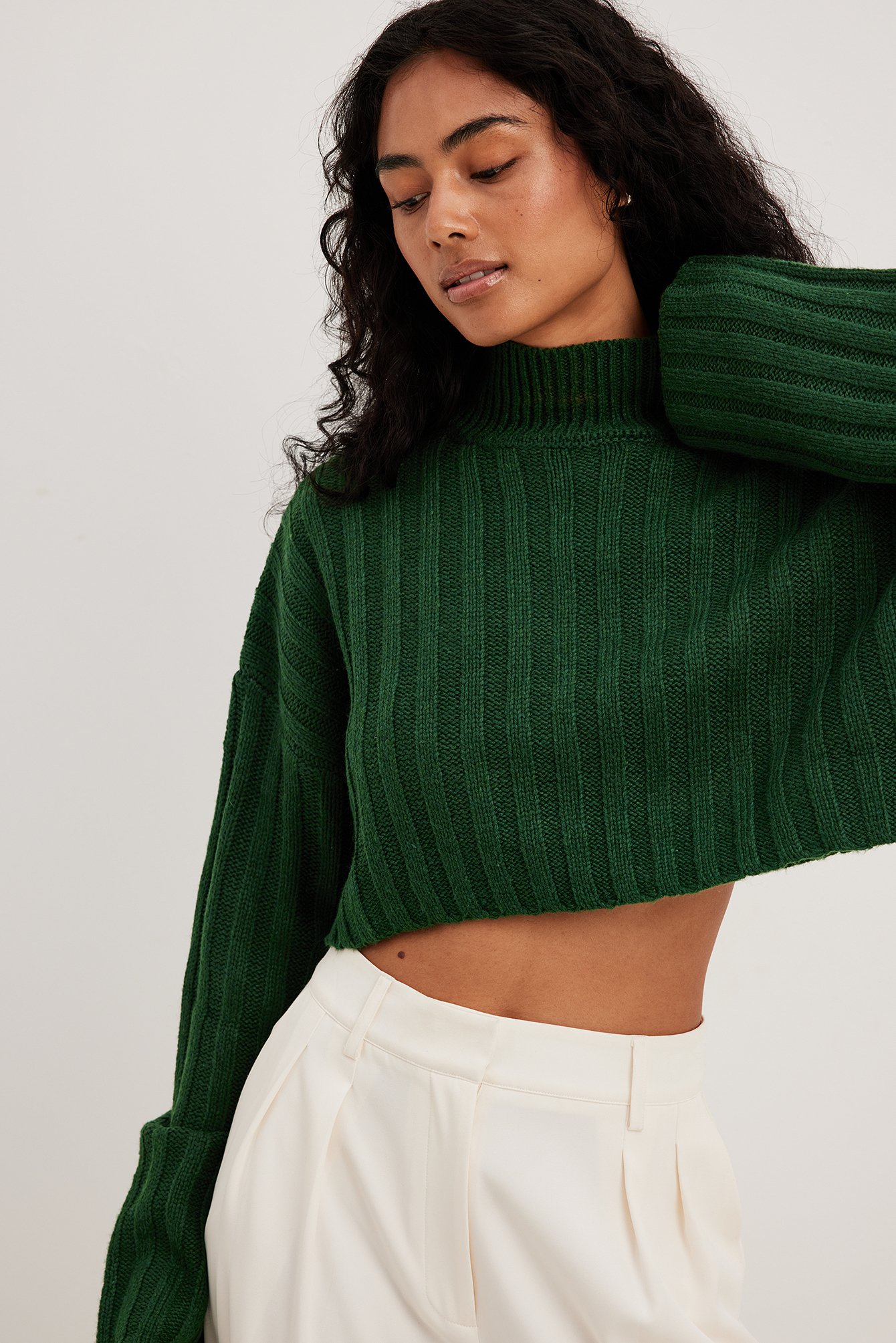 Green deals cropped turtleneck