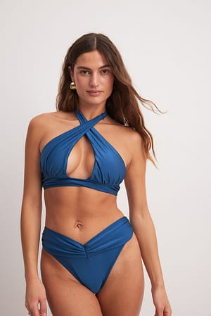 Dark Blue Bikinitruse med brede stropper