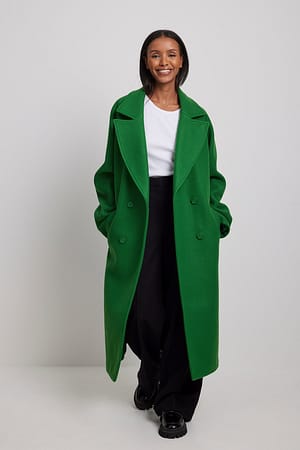 manteau laine vert